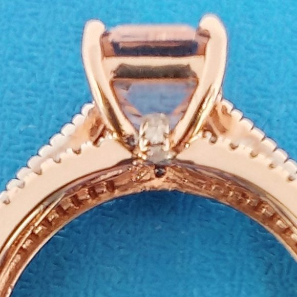 1.50ct morganite, 14k solid rose gold, diamond ring size 5. - Picture 4 of 10